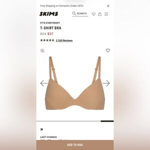 NWT SKIMS Fits Everybody T-Shirt Bra